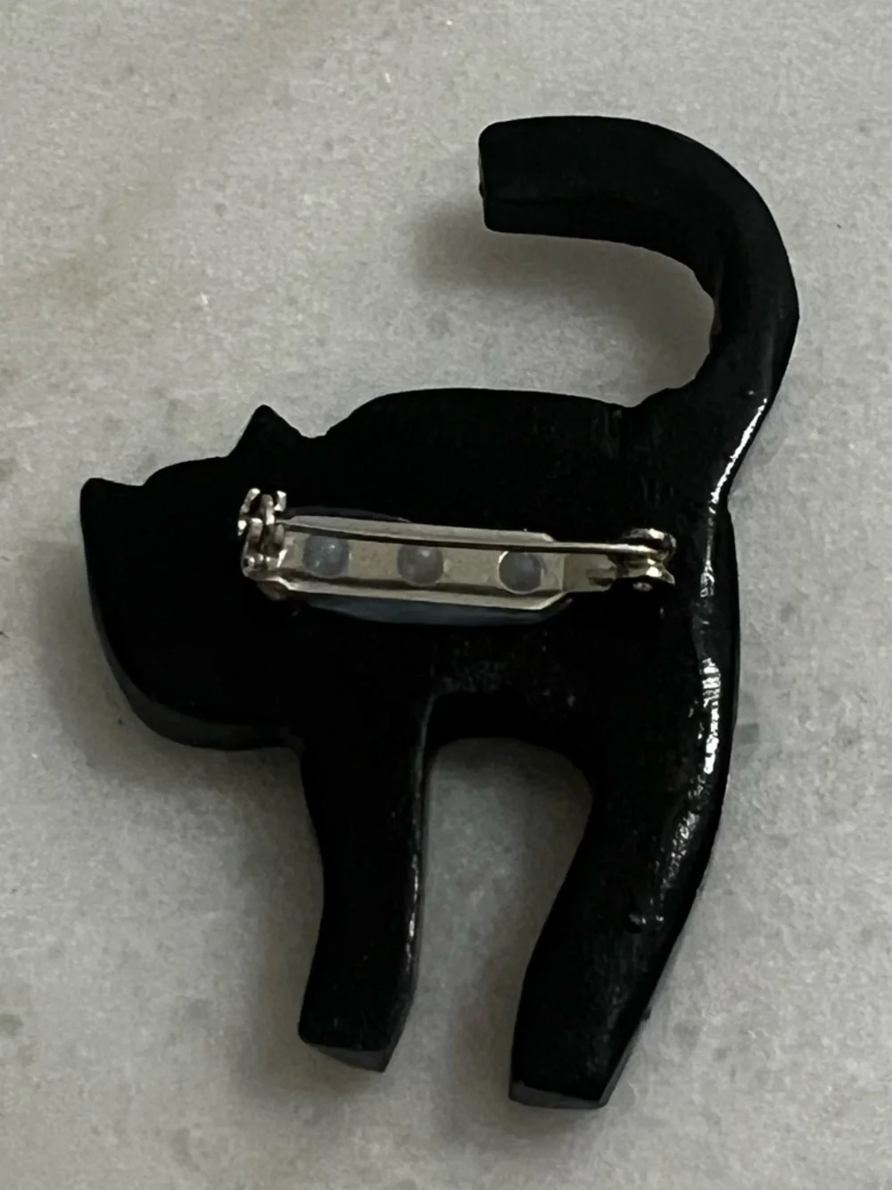 Vintage 1980’s Wooden Hand Painted Black Cat Brooch Pin